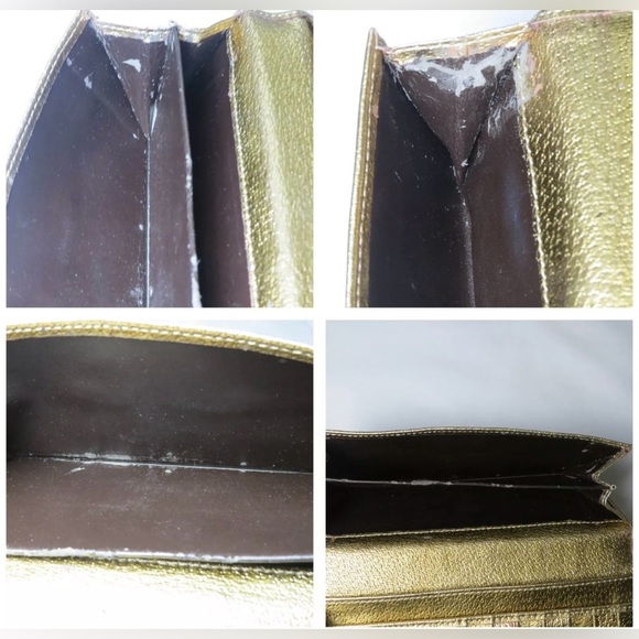 Gucci Princy Long Trifold Flap Wallet Gold Metallic and Brown GG Monogram Bow - Picture 15 of 17